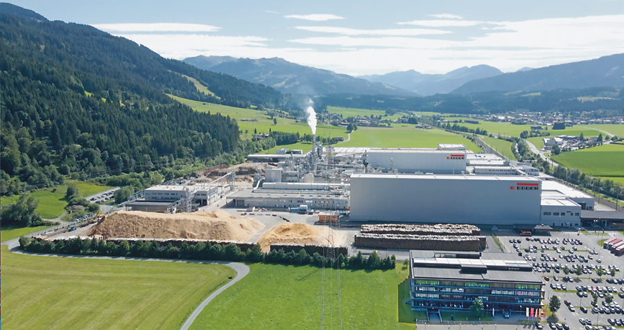 Hoofdkantoor van de Egger-groep in het Oostenrijkse St. Johann in Tirol. (Foto:EGGER Holzwerkstoffe) Hoofdkantoor van de Egger groep in het Oostenrijkse St. Johann in Tirol