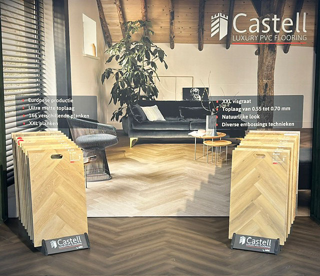 Op stand F106 van tété total flooring weer veel aandacht voor de collecties van Castelljpg