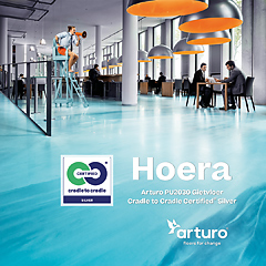Gietvloer PU2030 met Cradle to Cradle Certified Silver-certificaat. Gietvloer PU2030