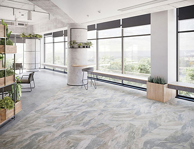 ‘Inspired Nature’ is een koolstofneutrale collectie van modulair tapijt. InspiredNature2 Tarkett