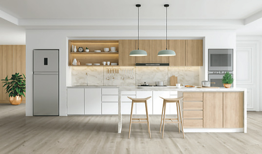 De Rose Wide laminaatvloer in een keuken. (Foto: Headlam) Rose Hydro wide kleiner 2048x1212