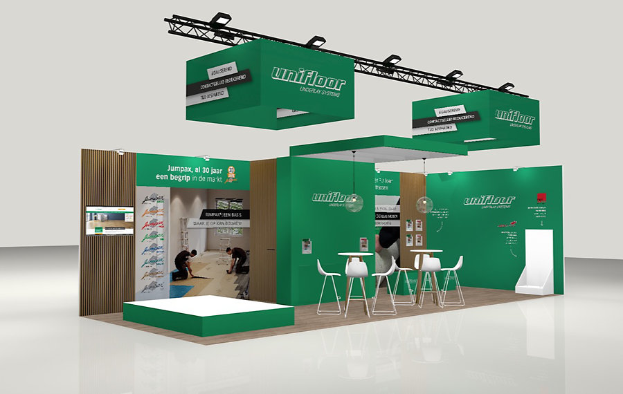 Artist impression van de stand van Unifloor
